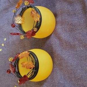 Warm tones tealight holder pair